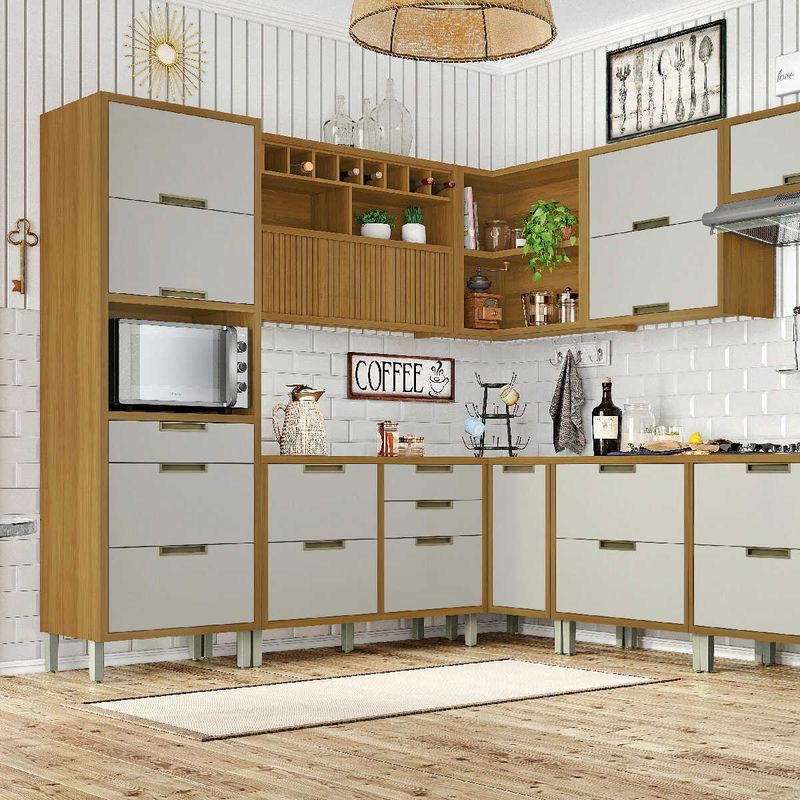 armário aéreo nesher imperatriz canto direito e esquerdo mdf freijó