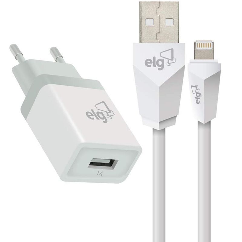 kit carregador de parede universal recarga/sincronização lightning 1m elg