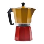 cafeteira italiana wellmix metal 325ml até 6 xícaras moka amarelo e vermelho (mp)