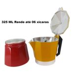 cafeteira italiana wellmix metal 325ml até 6 xícaras moka amarelo e vermelho (mp)