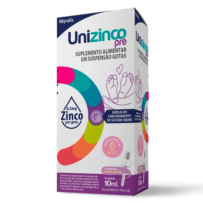 unizinco 0,5mg/ml supensão gotas 10ml myralis