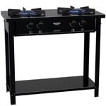 fogão industrial 2 bocas dako couraçado com tripla chama e pés removíveis preto