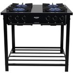 fogão industrial 2 bocas dako couraçado com tripla chama e pés removíveis preto