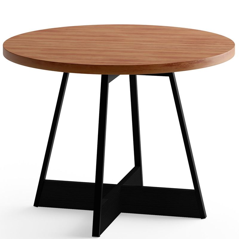 mesa de jantar redonda carraro átria nogueira e preto 1594