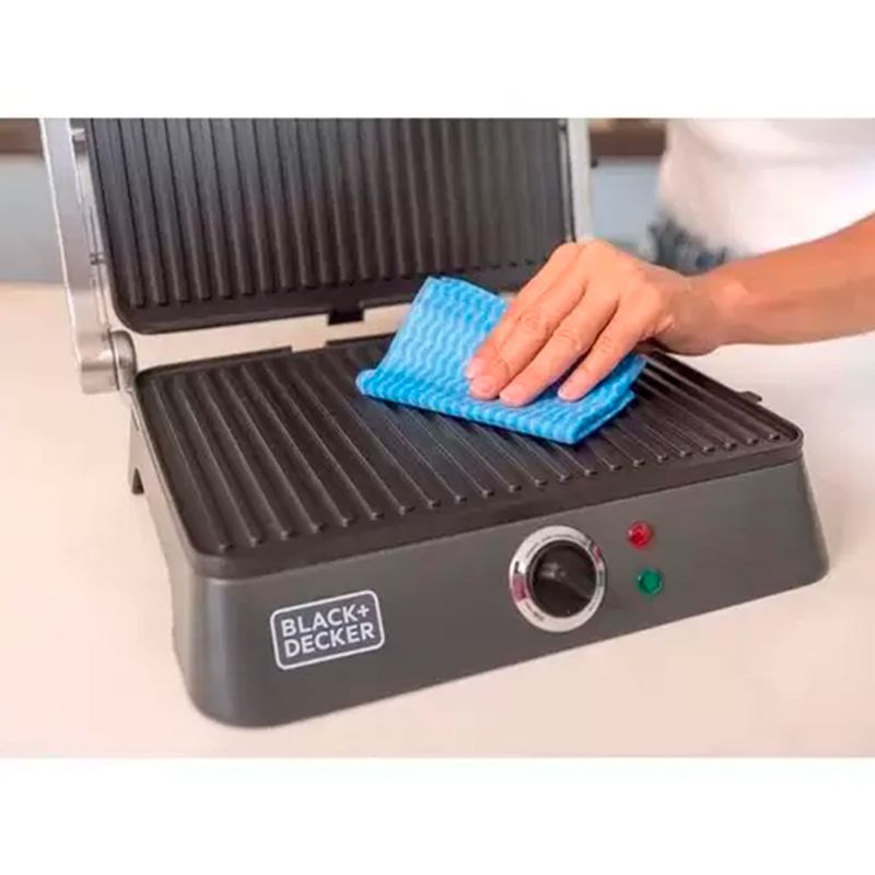 grill black+decker gourmand abertura 180 graus 1200w preto e inox