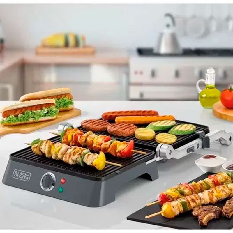 grill black+decker gourmand abertura 180 graus 1200w preto e inox