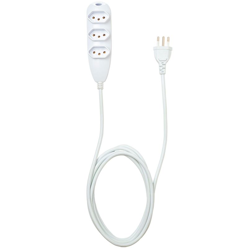 extensão intelbras 3 tomadas 3 pinos 10a 5 metros ext 3005 branco 4830146