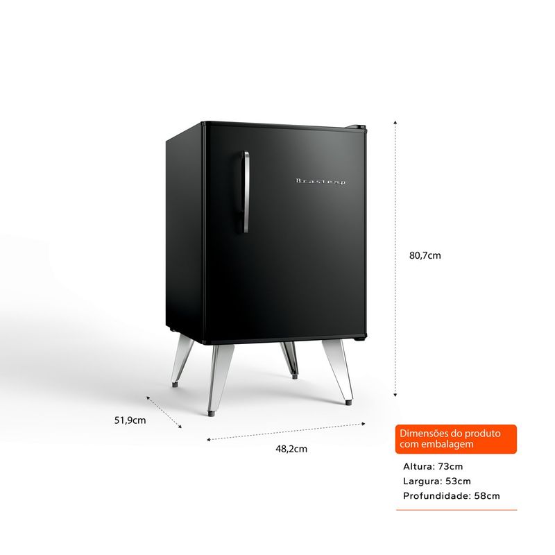 frigobar brastemp retrô 76 litros preto bra08heana