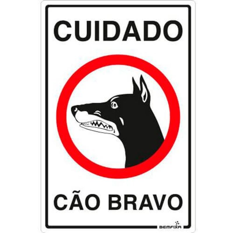 placa cão bravo bem fixa 20x30cm 6730 com 1 unidade (mp)