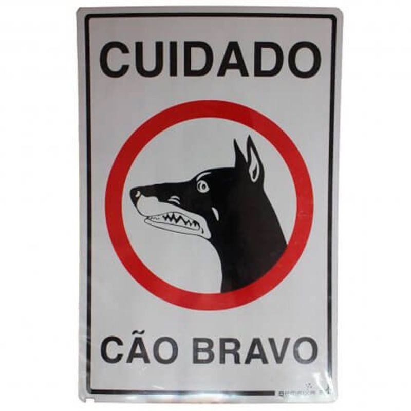 placa cão bravo bem fixa 20x30cm 6730 com 1 unidade (mp)