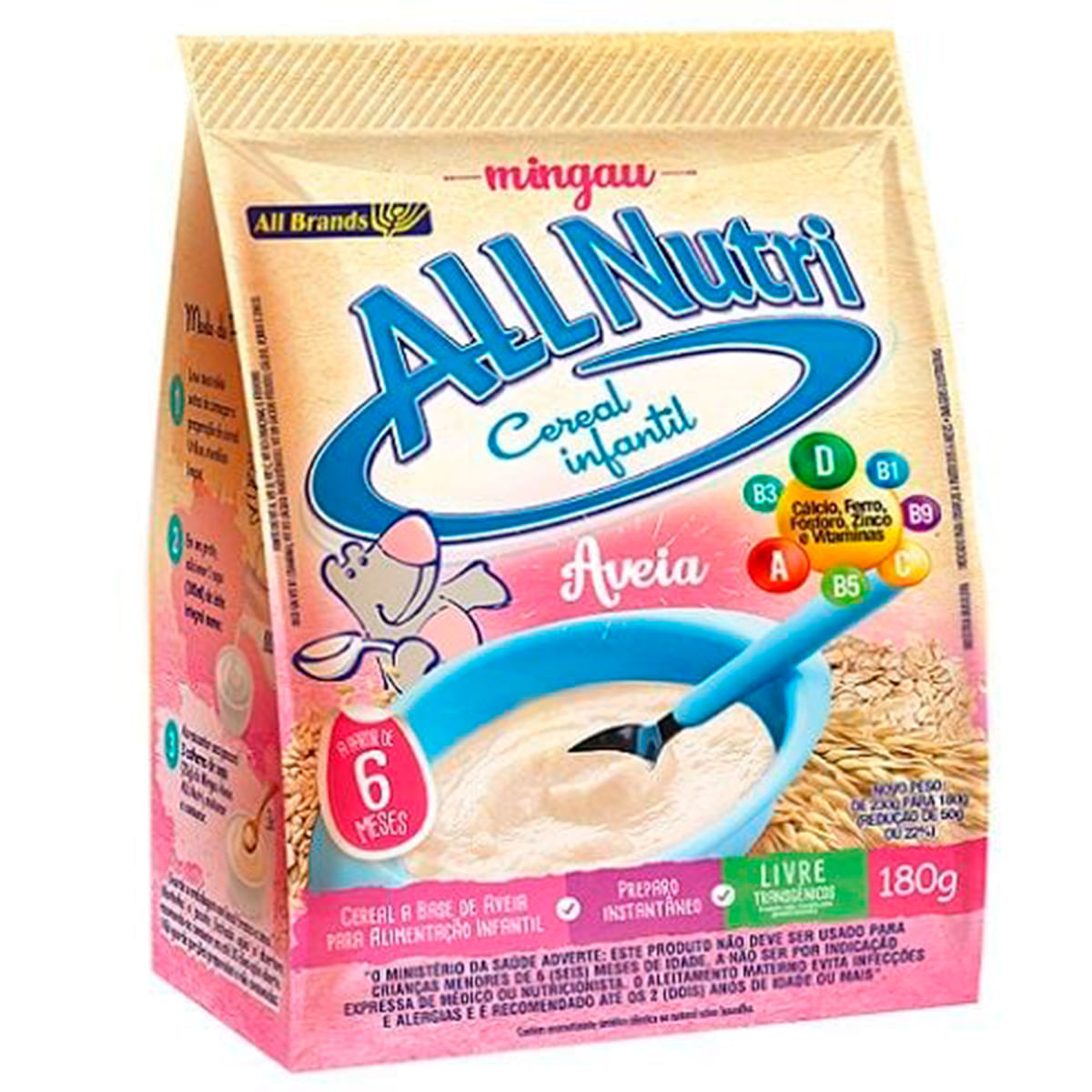 MINGAU ALLNUTRI SACHE 230G/180G AVEIA
