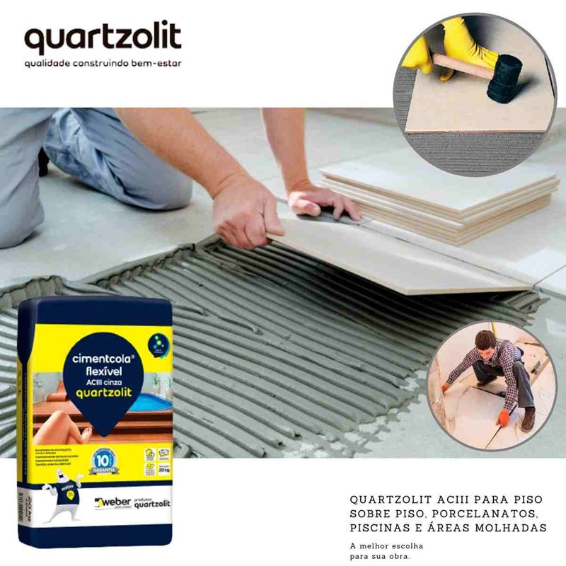 argamassa cimentcola flexível ac3 quartzolit cinza 20kg (mp)