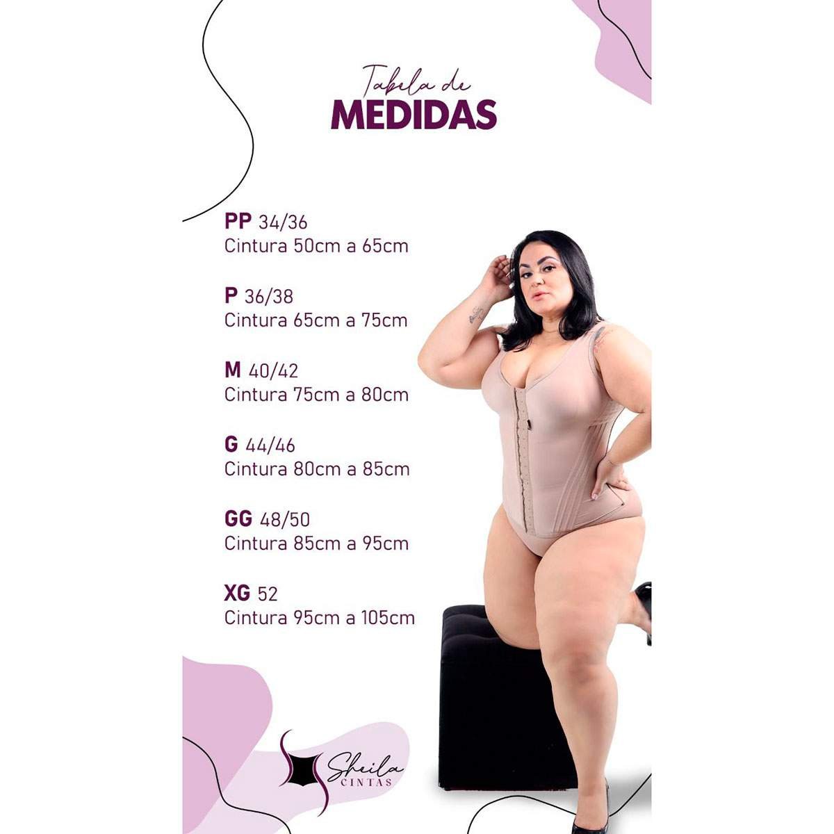 Body Modelador XG Cintas Preto Sheila