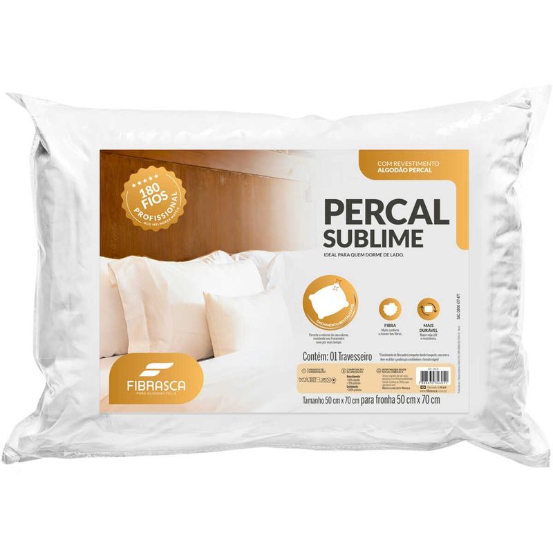 travesseiro fibrasca percal sublime 50x70cm branco 4605