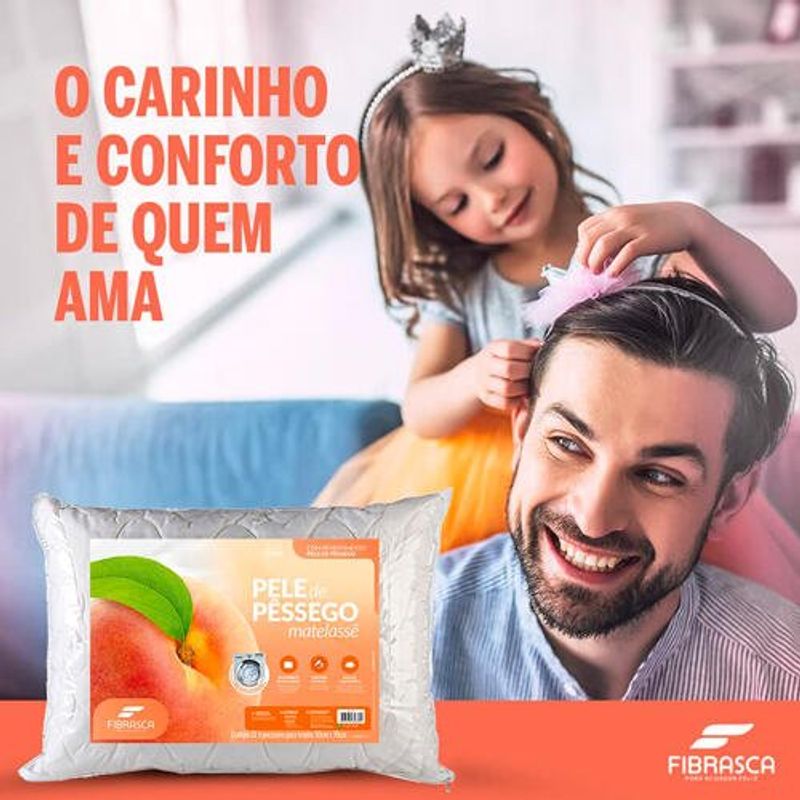 travesseiro fibrasca pele de pêssego 50x70cm branco 4339