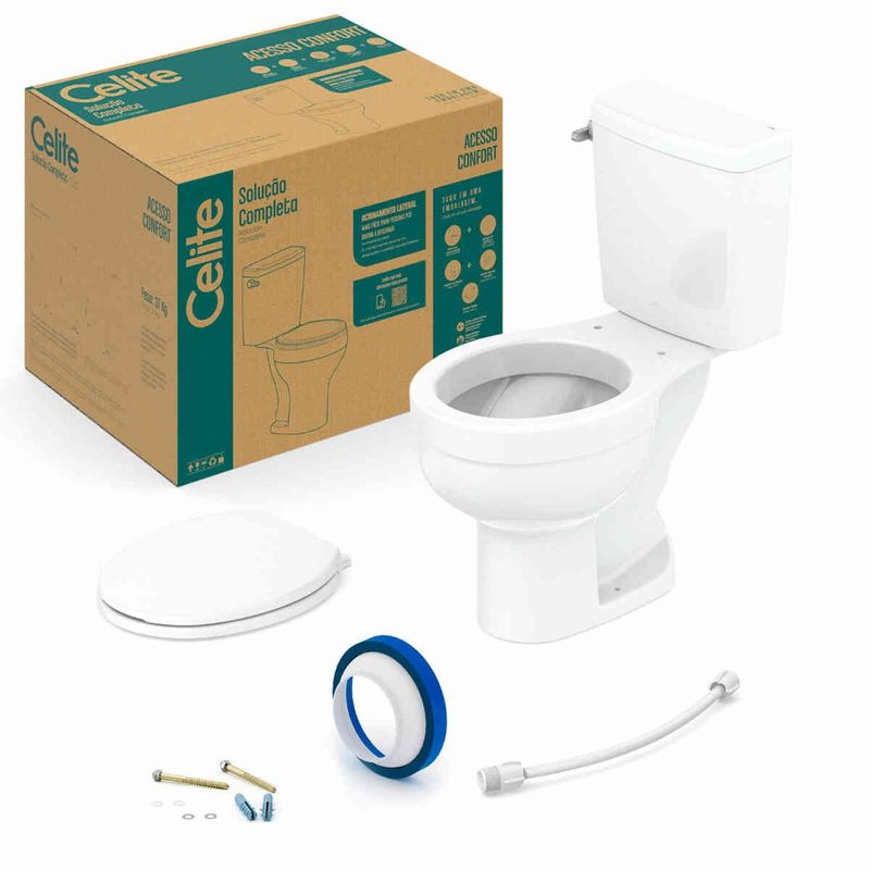 kit vaso sanitário celite acesso confort branco com caixa acoplada 3,6l (mp)
