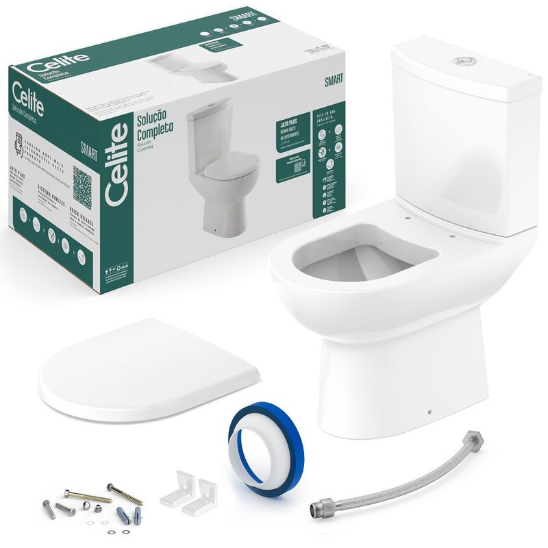 kit vaso sanitário celite smart branco com caixa acoplada 3,6l (mp)