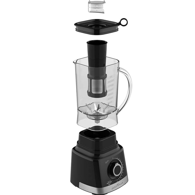liquidificador britânia 1400w turbo 3 litros 127v preto blq1300p