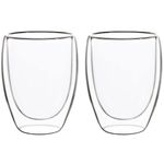 jogo de copos huskraft 2 peças parede dupla duppio 350ml transparente cpbx-039