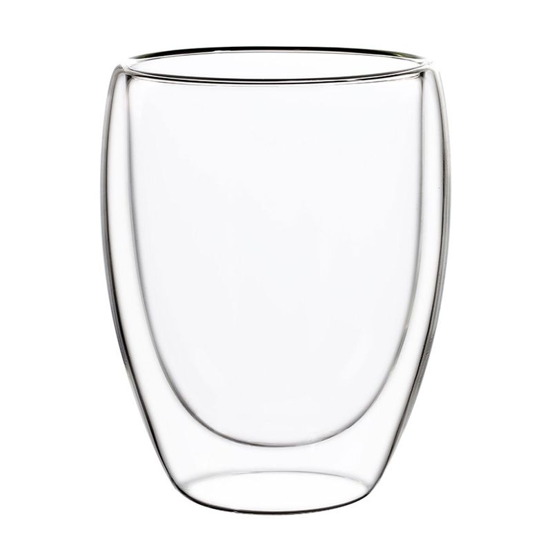 jogo de copos huskraft 2 peças parede dupla duppio 350ml transparente cpbx-039