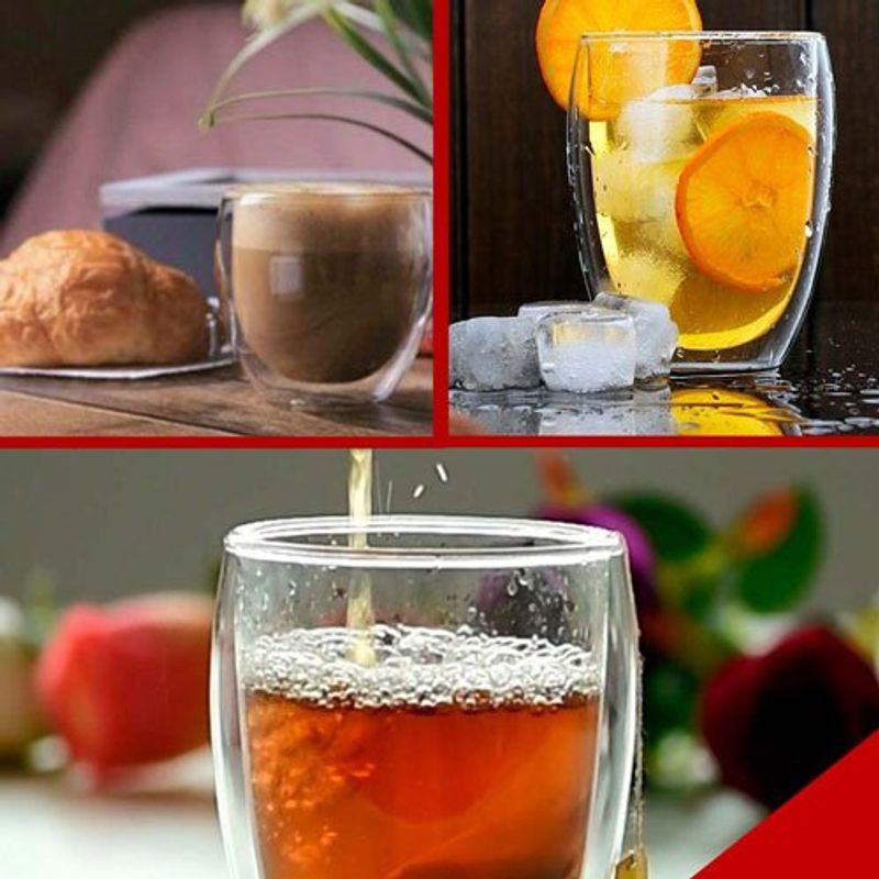 jogo de copos huskraft 2 peças parede dupla duppio 350ml transparente cpbx-039