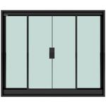 janela de correr blinglass 4 folhas em alumínio vidro 1500x1000mm preta (mp)
