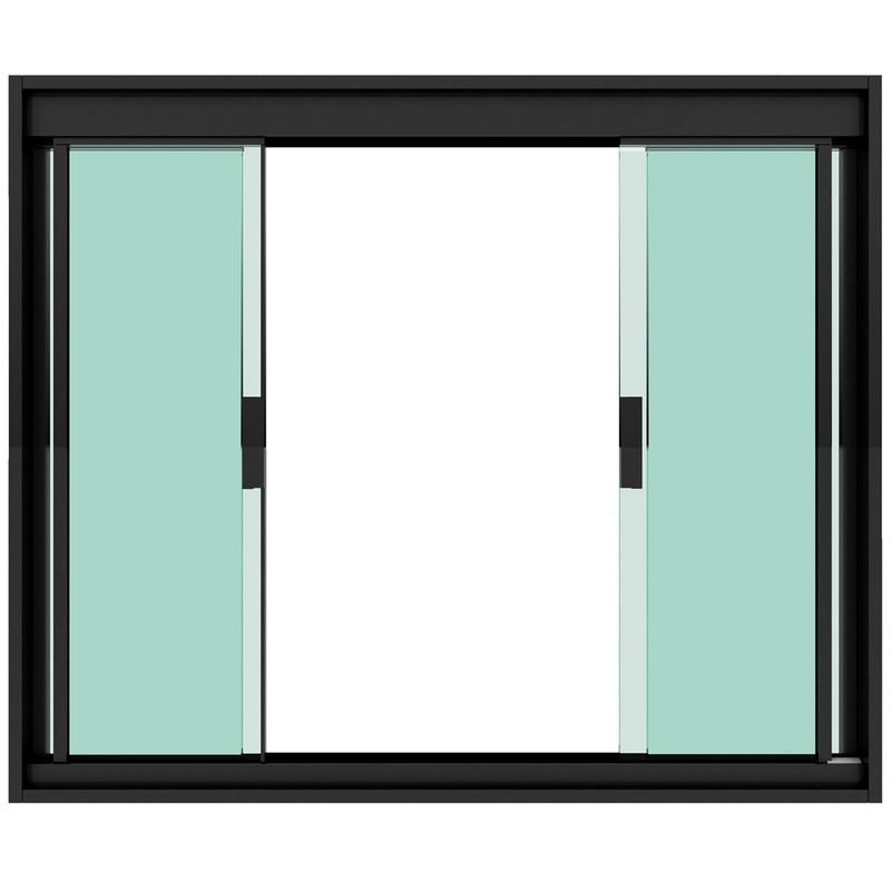 janela de correr blinglass 4 folhas em alumínio vidro 1500x1000mm preta (mp)