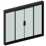 janela de correr blinglass 4 folhas em alumínio vidro 1500x1000mm preta (mp)