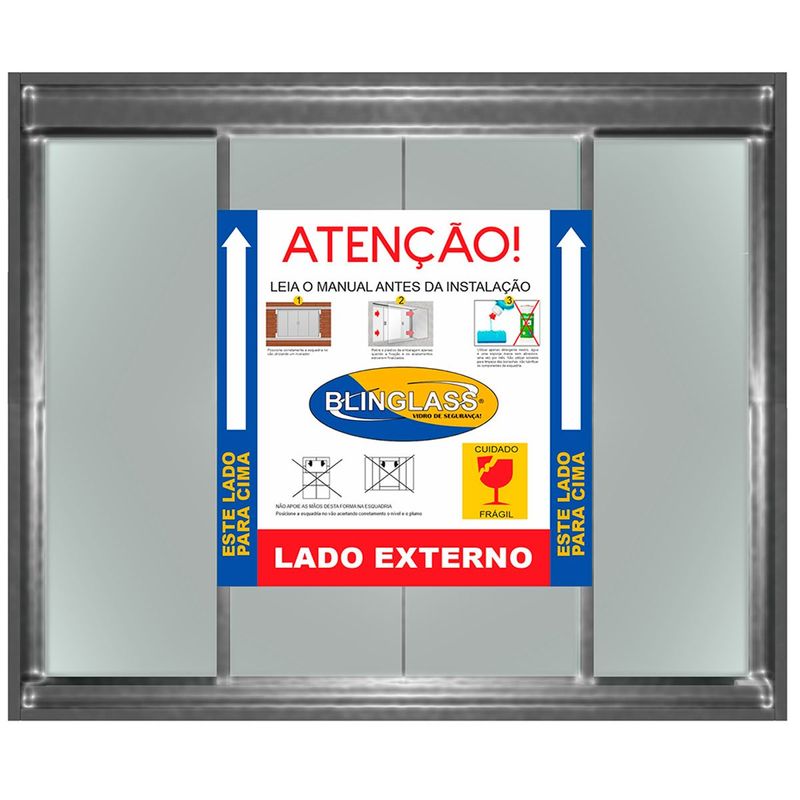 janela de correr blinglass 4 folhas em alumínio vidro 1500x1000mm preta (mp)
