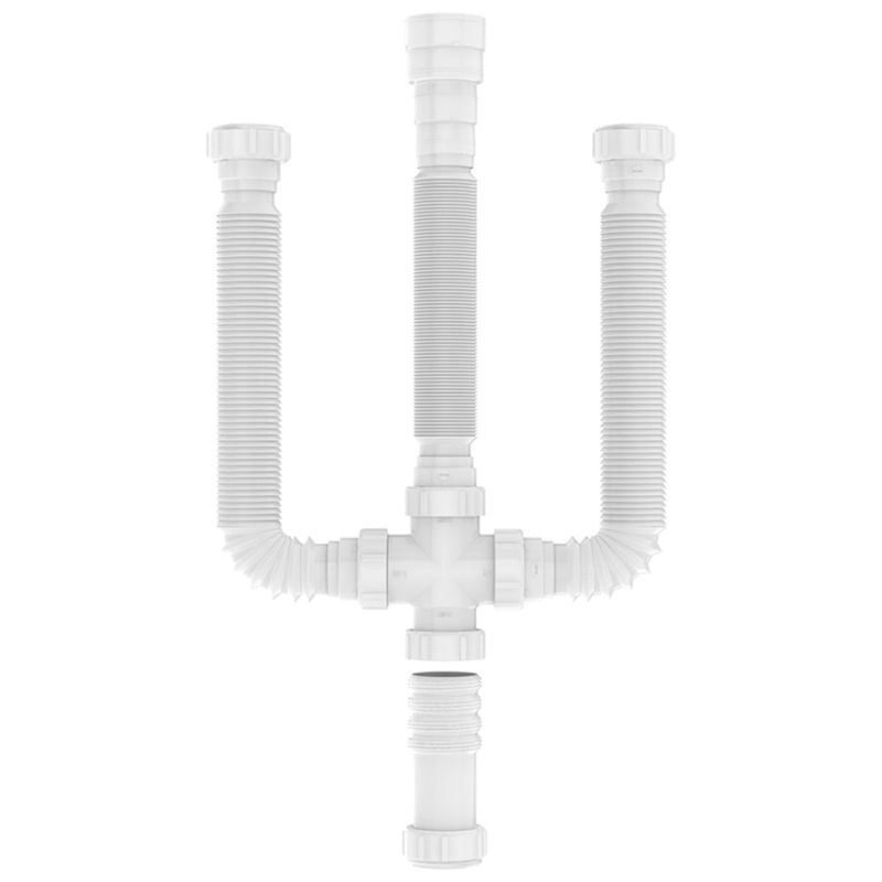kit conexão blukit tubo extensivo sifão para cuba tripla branco (mp)