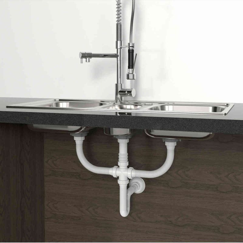 kit conexão blukit tubo extensivo sifão para cuba tripla branco (mp)