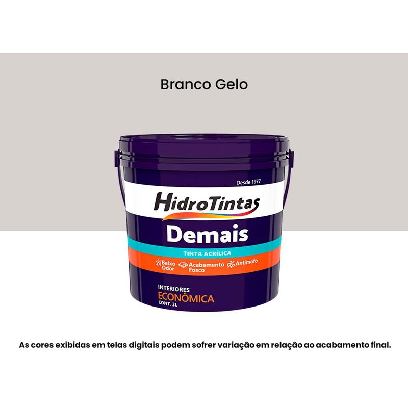 tinta acrílica hidrotintas econômica fosca 3l demais branco gelo (mp)