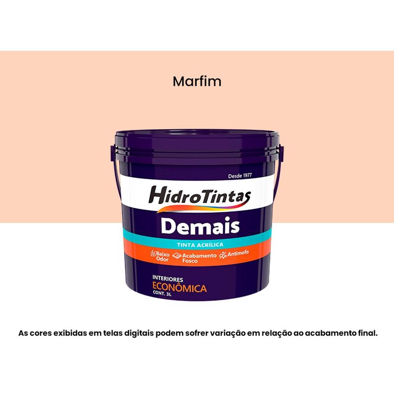 tinta acrílica hidrotintas econômica fosca 3l demais marfim (mp)