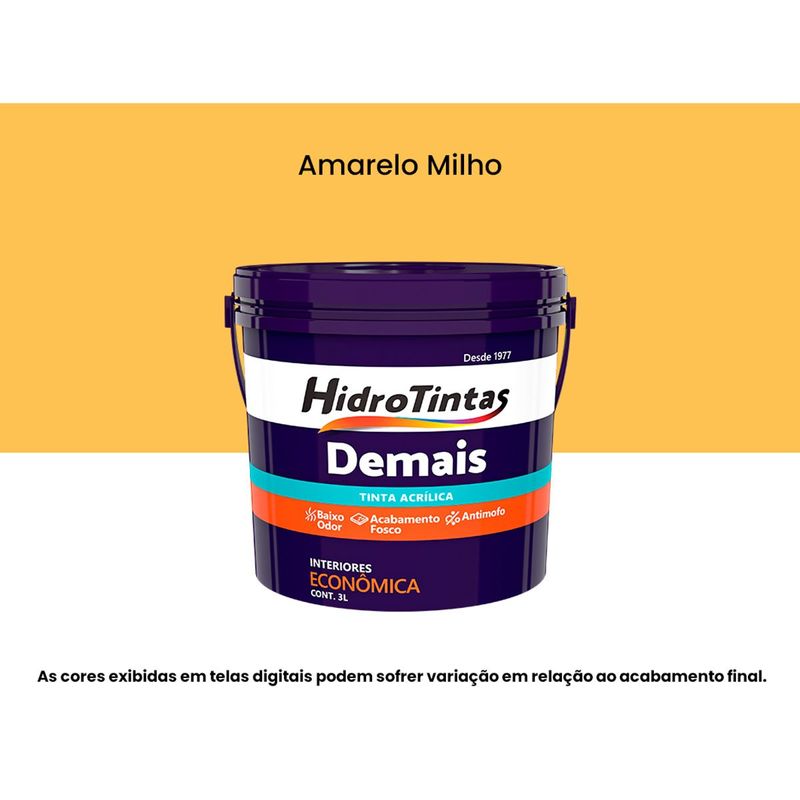 tinta acrílica hidrotintas econômica fosca 3l demais amarelo milho (mp)