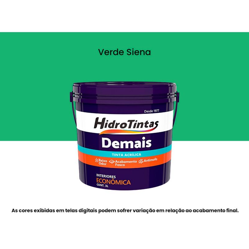 tinta acrílica hidrotintas econômica fosca 3l demais verde siena (mp)