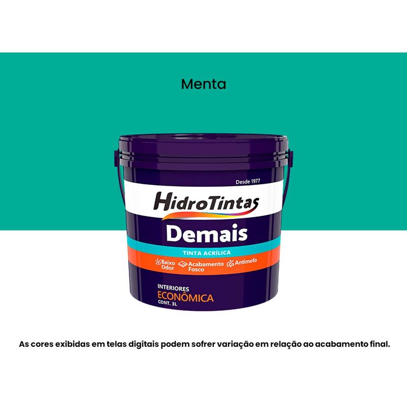 tinta acrílica hidrotintas econômica fosca 3l demais menta (mp)