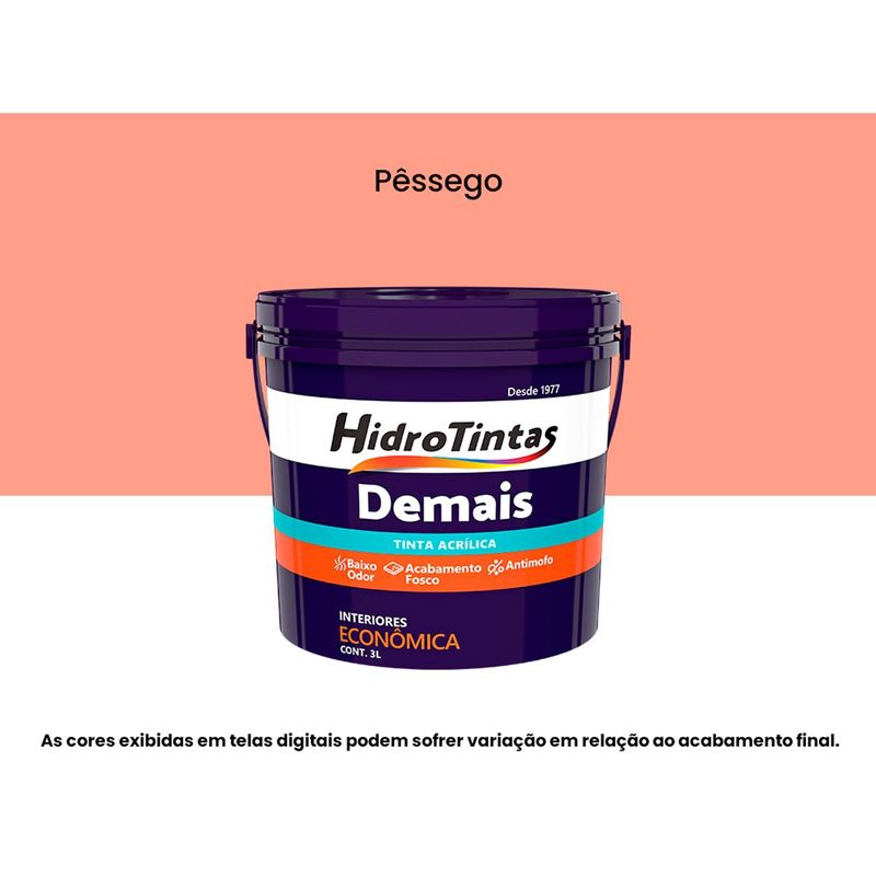 tinta acrílica hidrotintas econômica fosca 3l demais pessêgo (mp)