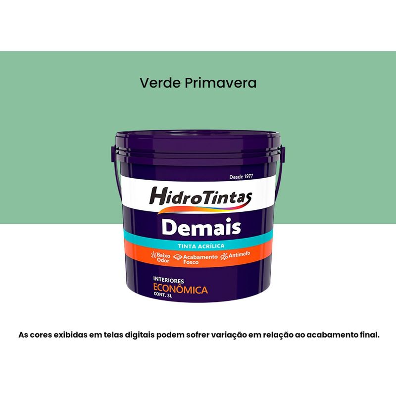 tinta acrílica econômica hidrotintas fosca 3l demais verde primavera (mp)