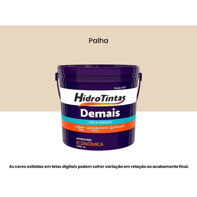 tinta acrílica hidrotintas econômica fosca 3l demais palha (mp)