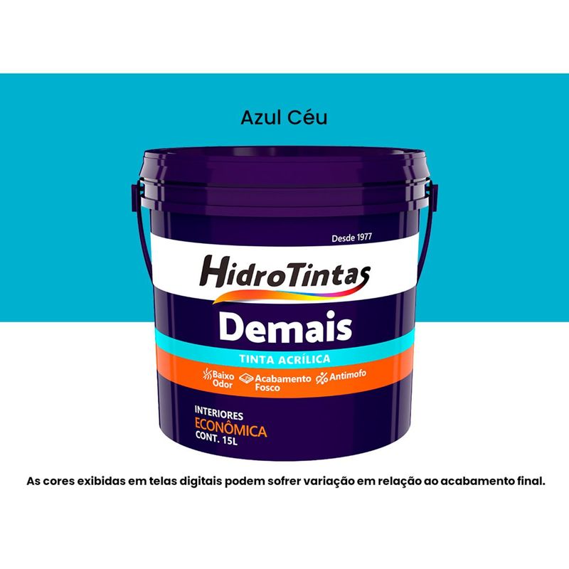tinta acrílica econômica hidrotintas fosca 15l demais azul céu (mp)