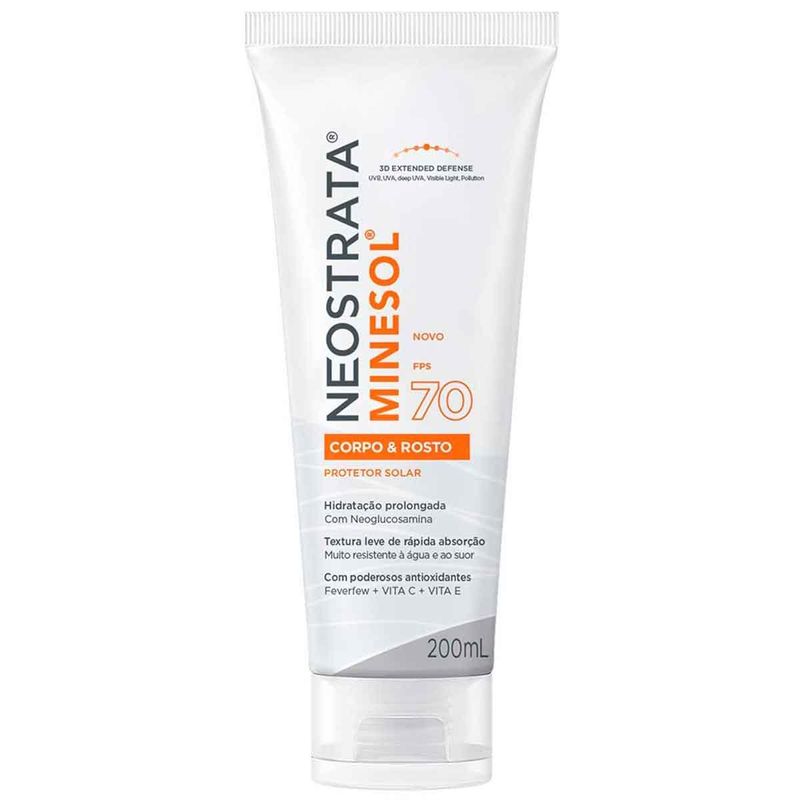 protetor solar neostrata minesol corpo e rosto fps70 200ml