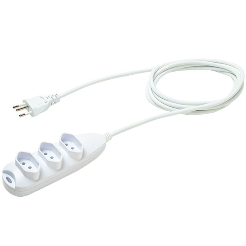 extensão intelbras 3 tomadas 3 pinos 10a 5 metros ext 3005 branco 4830146