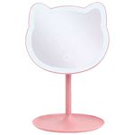 espelho de mesa casita gatinho articulado e portatil usb 33 leds rosa (mp)