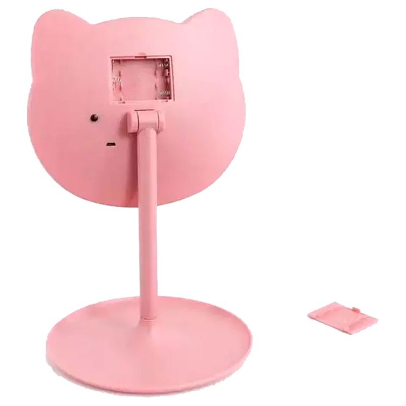 espelho de mesa casita gatinho articulado e portatil usb 33 leds rosa (mp)