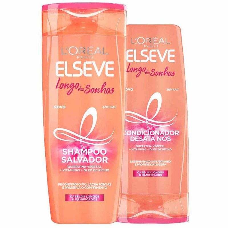 kit shampoo e condicionador elseve longo dos sonhos 375ml + 170ml