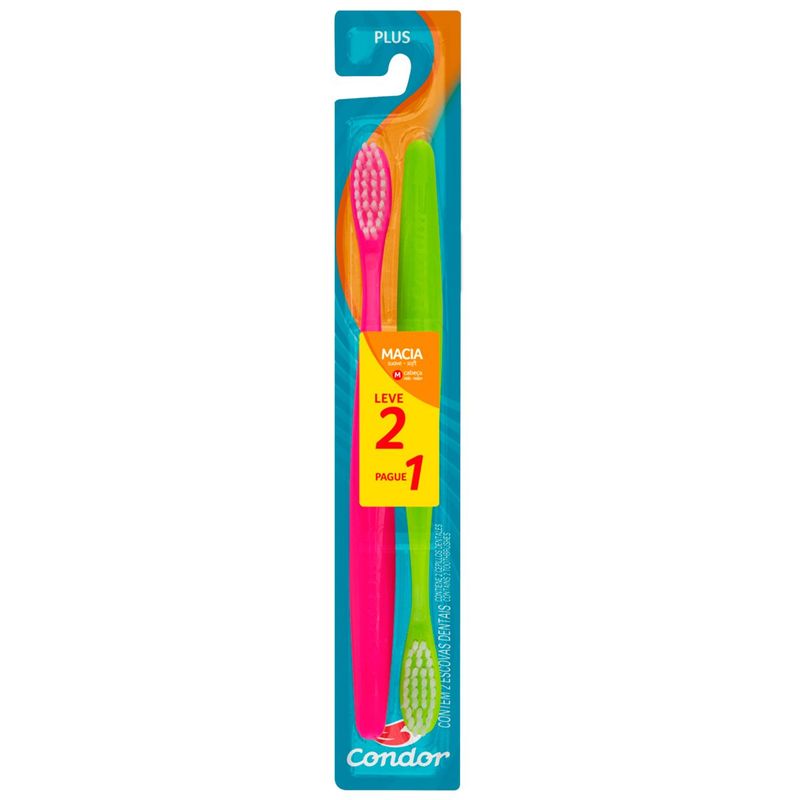 escova dental macia condor plus 2 unidades 8057-0