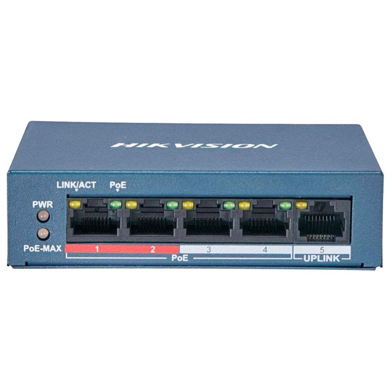 switch hikvision 4 portas fe poe 1fe rj45 35w unm (mp)