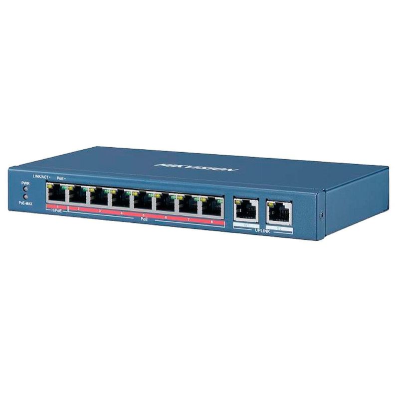 switch hikvision 8 portas fe poe 2fe rj45 110w unm hipoe (mp)