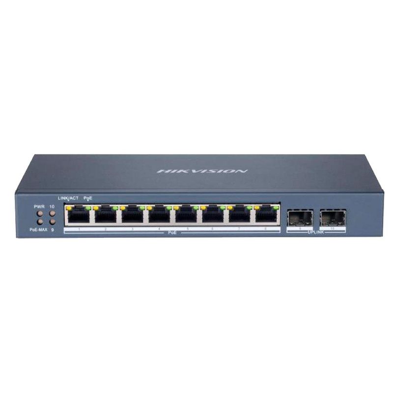 switch hikvision 8 portas ge poe 2 sfp 110w hpp (mp)