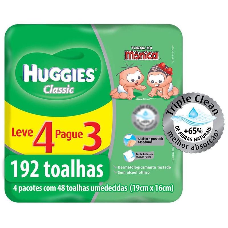 lenços umedecidos huggies max clean leve 4 pague 3